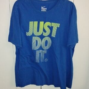 Nike Royal Blue Graphic 'Just Do It' Tee with Neon Yellow Accent